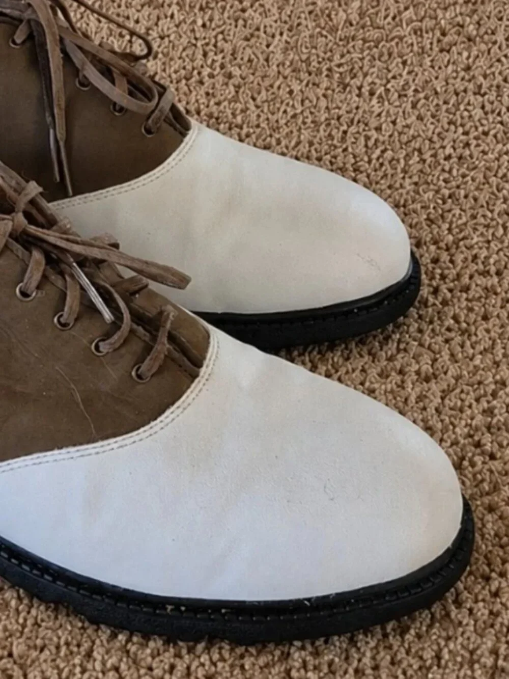Nike Air Women's 8.5 Golf Shoes Cleats White Brown Saddle Leather